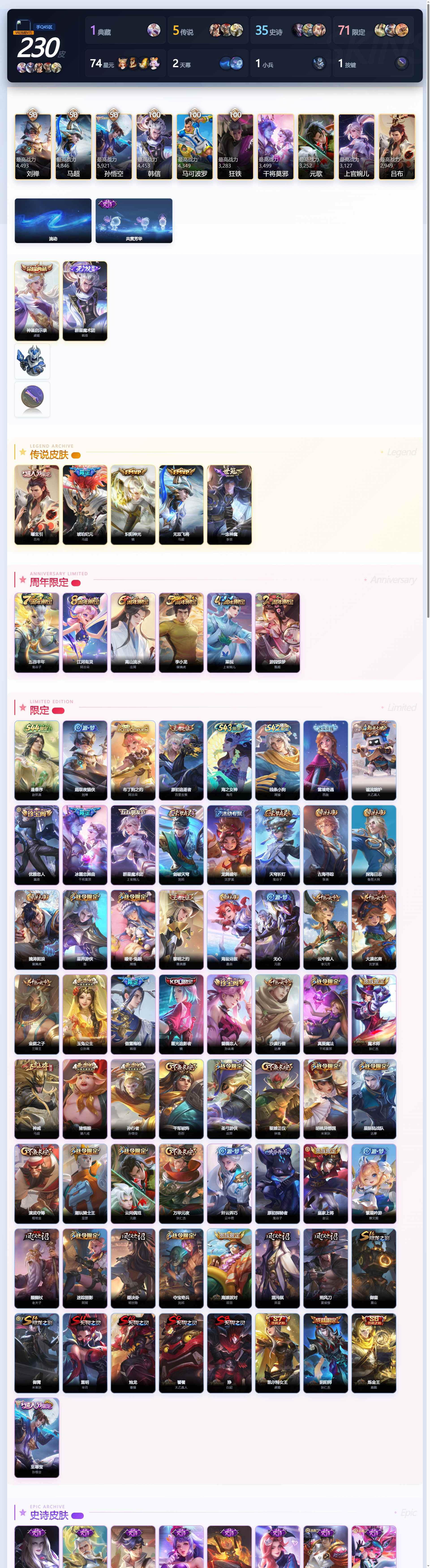 WZQM4500461王者荣耀账号详情图3